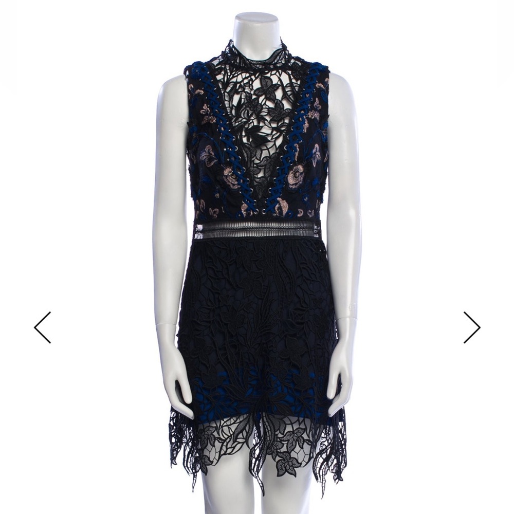 Self-Portrait Black and Blue‎ Lace Dress
